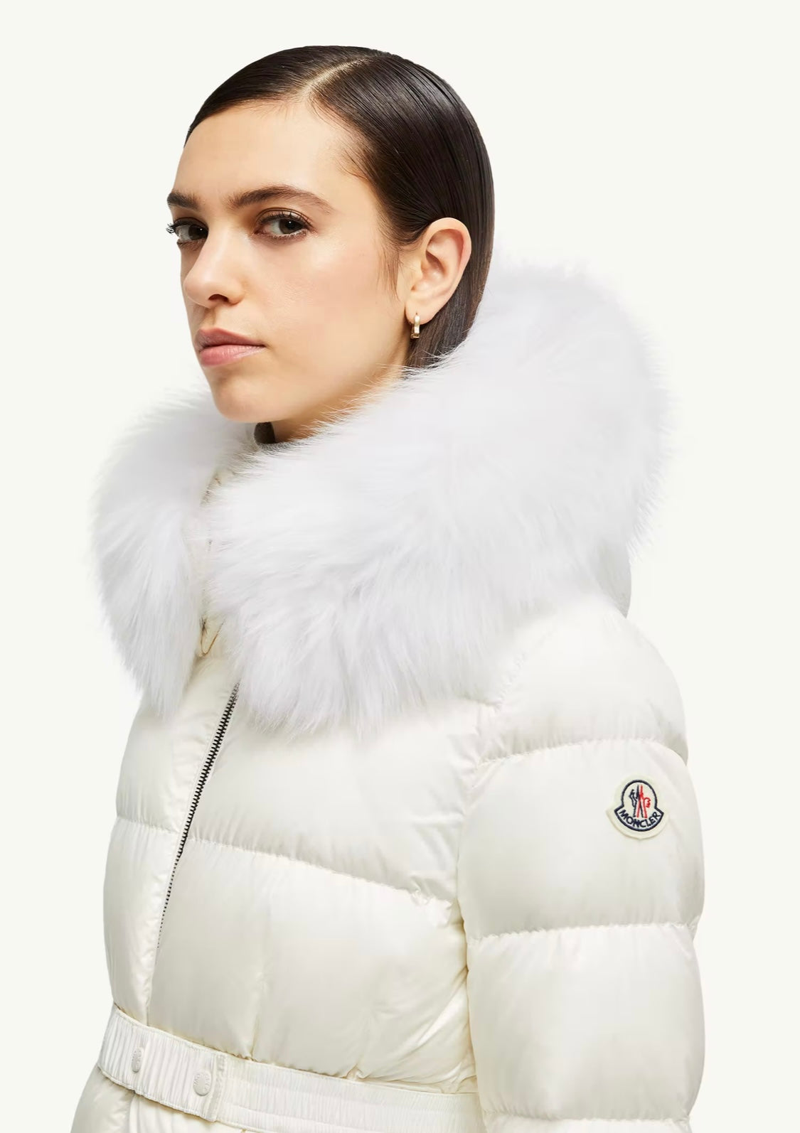GUBBINO MONCLER DONNA BIANCO CON PELLICCIA BIANCA